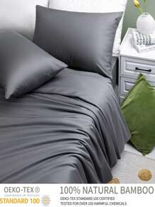 4 pcs Bamboo Bed Sheets, Cooling Soft Sheets Set with 16 Inch Deep Pocket - Xám - Xem 2