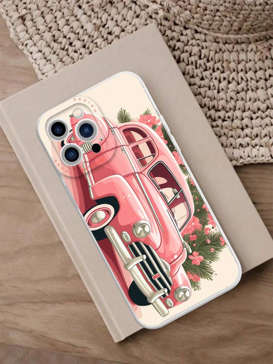 1 件可愛粉紅汽車圖案 Tpu 手機殼相容於 Iphone 和三星 - 彩色 - 查看 1