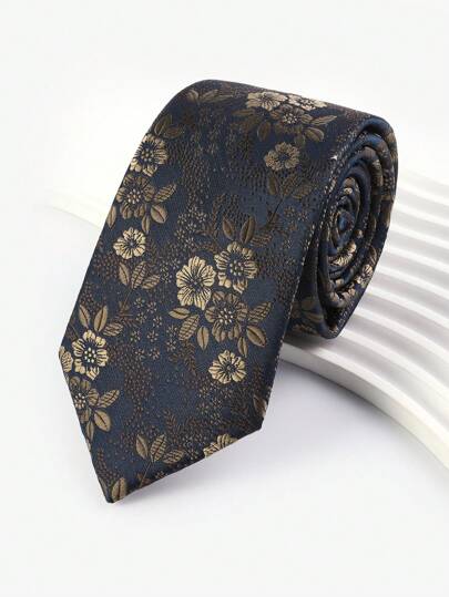 1 pieza Corbata de hombre de 7cm de ancho con estampado floral de jacquard de alta densidad para el Día de San Valentín