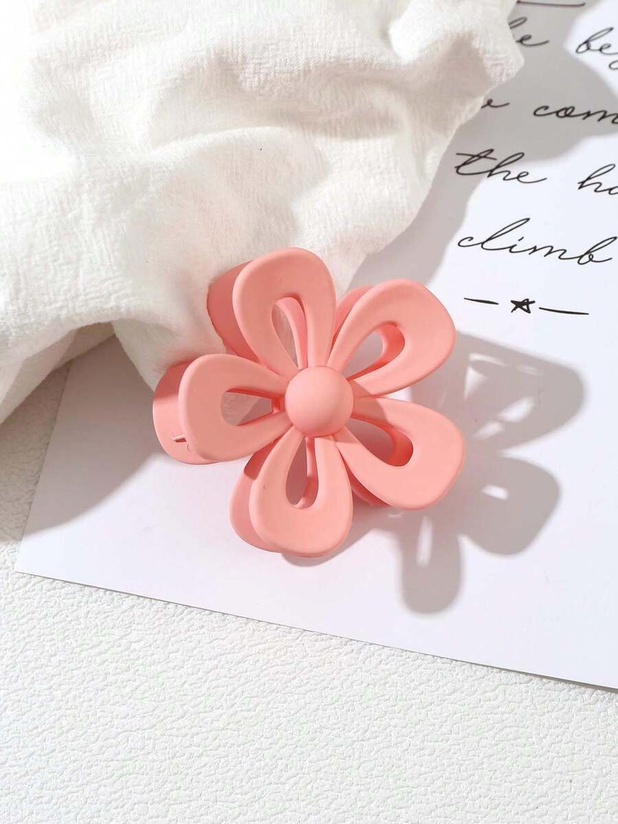 1 件裝女式粉紅鏤空花設計髮夾適合時尚、度假、日常使用以及新年、節日禮物