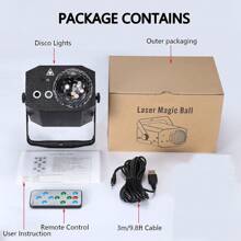Party Lights Disco Ball Lights Dj Disco Lights LED Stage Strobe Lights Projector, Voice Control Remote Party Lights with 9.8ft USB Power Cord for Club Bar Holiday Christmas Dance Gift Birthday Wedding Home Decoration - Black - View 12