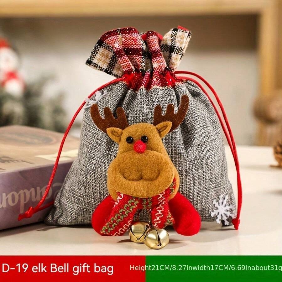 1 Miếng Nhiều màu Giáng sinh Túi quà tặng Apple Cái túi Kẹo Túi dây rút Với Sang trọng Đồ trang trí ( Cái túi Chỉ một ) - Nhiều màu - Xem 1