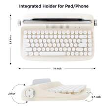 Yunzii Actto B303 Teclado Inalámbrico Para Máquina De Escribir, Teclado Estético Retro Bt Con Soporte Integrado Para Múltiples Dispositivos (b303, Mantequilla De Marfil) - Amarillo - Ver 2