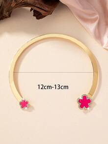 1入款女士時尚合金圓領項鏈,鑲有鑽石,彩色花朵和梅花形裝飾 - 黑色 - 查看 8