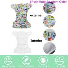 Baby Cloth Diapers One Size Adjustable Washable Reusable Pocket Diapers for Baby Girls and Boys 4 Pcs Diaper +4 Charcoal Bamboo Inserts Unisex Yellow Pack - Black - View 11