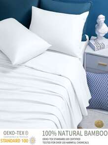 4 pcs Bamboo Bed Sheets, Cooling Soft Sheets Set with 16 Inch Deep Pocket - Trắng - Xem 2