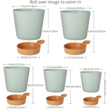 塑膠花盆套裝,5 件/套(每盆包括7/6.5/6/5.5/5 英吋)現代自澆水塑膠花盆,帶排水孔和可拆卸水盤,適合室內和室外種植,如多肉植物、蛇植物、紫羅蘭和其他植物和花卉。