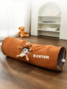 1 個卡通貓隧道,直管,可折疊貓玩具,有趣且易於存放,寵物用品