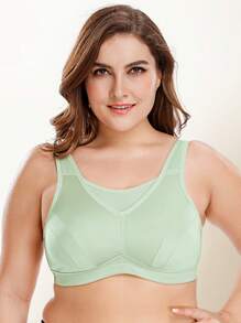 Wingslove Plus Size Women High Impact Full Coverage Sports Bra - Mint Green - View 6