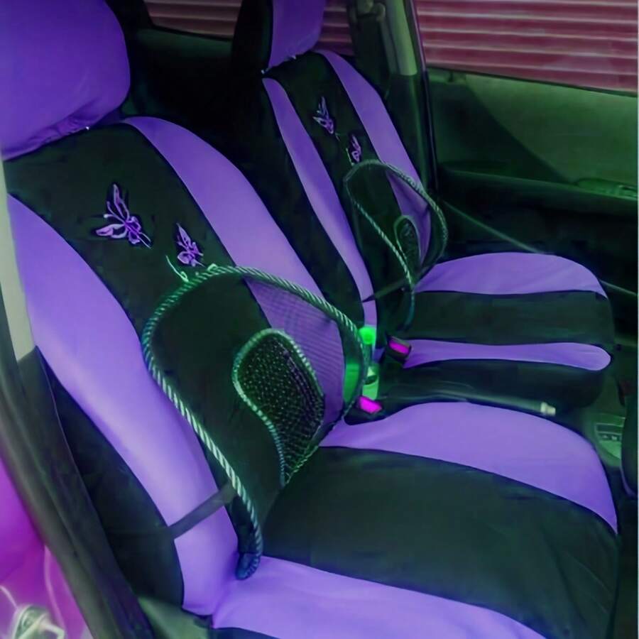 Embroidered Purple Butterfly Design Car Seat Cover For 5 Seats | SHEIN USA