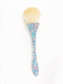 Una Brocha De Maquillaje Cubierta Con Pedrería Brillante - Azul - Ver 1