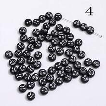 100入組4*7mm亞克力笑臉平面圓珠,diy手鍊、耳環、項鍊、手機掛飾裝飾珠子