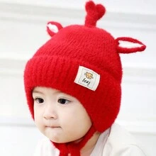 冬季嬰兒帽-兒童耳保護針織男女卡通可愛毛絨帽- 45-50cm,適合8-36個月大的兒童