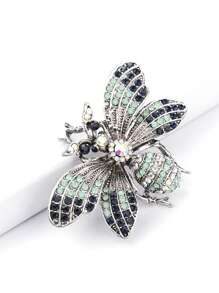 1個可愛蜜蜂襟針,藍色女性優雅鑲鑽襟針,適用於聖誕日常派對珠寶禮物