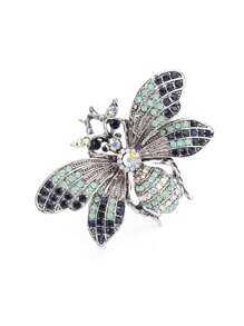 1個可愛蜜蜂襟針,藍色女性優雅鑲鑽襟針,適用於聖誕日常派對珠寶禮物