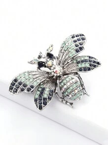 1個可愛蜜蜂襟針,藍色女性優雅鑲鑽襟針,適用於聖誕日常派對珠寶禮物