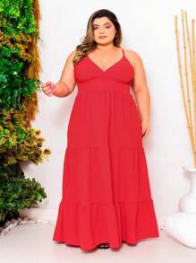 Plus Size Dresses - Red - View 2