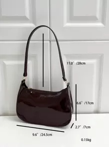 1pc Solid Color Embossed Geometric Pattern Zipper Underarm Sling Bag, Fashionable Retro Casual Waterproof Handbag, Suitable For Women, Suitable For Office, Work, Business, Commuting And Other Occasions - Coffee Brown - View 2