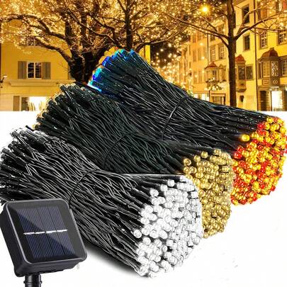 1pc Solar String Lights Outdoor Light Strings Waterproof 22M/12M/7M/5M ,20/50/100/200LED Solar Powered String Light With 8 Lighting Modes For Garden Patio Yard Fence Christmas Tree Decoration With Fairy Lights Ambience Warm White/Multicolor/White For Outside Tree , Courtyard,Wedding, Gazebo,Party, Home, Lawn, Camping And Holiday Decor Garden Lights