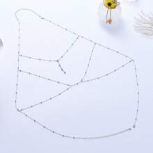 1pc Simple European & American Vacation Style Beach Silver Body Chain, Chest Chain, Waist Chain - Silver - View 4