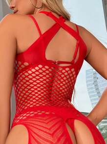 1PC lenjerie sexy Body roșu scobit Vedeți prin acoperire Bodystocking fără lenjerie de corp Ziua Îndrăgostiților Costume de baie și îmbrăcăminte pentru femei Costum de baie