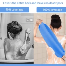 3pcs Tắm & Gương sen Bộ Bao gồm Tính hai mặt Nylon Trở lại Máy chà sàn , Găng tay tắm tẩy tế bào chết Và Mát xa Quả bóng tắm Bọt biển , Thích hợp Đối với Phòng tắm Sử dụng - Màu xanh lam - Xem 4