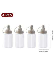 4pcs Mini Portable Sauce Bottles For Honey, Tomato Sauce, Salad Dressing With One-Time Use Disposable Feature,Kitchen,Christmas Gift,School Supplies
