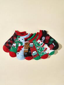 8 雙/包青少年男孩和女孩聖誕襪子,節日裝飾襪子