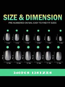 240pcs/box Short Oval Frosted Traceless False Nails - Clear - View 4