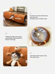 1 個卡通貓隧道,直管,可折疊貓玩具,有趣且易於存放,寵物用品