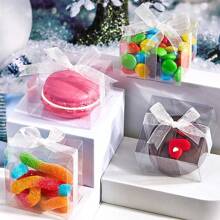 10 PCS Clear Candy Box 2"X 2"X 2" Favor Gift Boxes Transparent Plastic Cube Boxes For Cupcakes Wedding Party, - Transparent - View 9