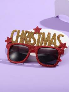 1pc Universal Adult Christmas Alphabet Letter Party Glasses Funny Decorative Prop Suitable For Christmas Gathering Photo Booth - Grey - View 1