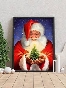 1 件帆布藝術印刷品,聖誕老人海報,藝術品壁畫,客廳家居牆壁裝飾,無框,節日禮物