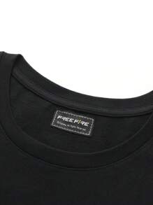 Camiseta Impresa En Blanco Y Negro De Los Personajes De Free Fire - Negro - Ver 3