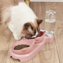 New Plastic Anti-Tilt Cat/Dog Lover Gift And Dog/Cat Mom Love Pet Automatic Feeding Water Dispenser, 2 In 1 Bowl For Cat Lover And Cat Mom Loves And Dog Lover And Dog Mom Loves