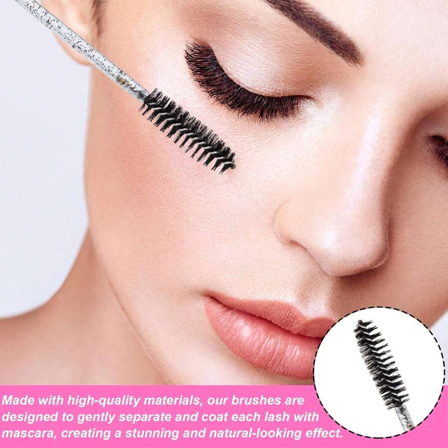 Eyelash Brushes 100 Pieces Disposable Mascara Wands Bendable Eyebrow Brush Portable Eyelash