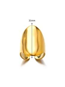 1pc Fashionable Gold Stainless Steel Elliptical Open Ring Suitable For Women's Daily Wear