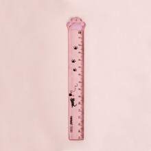 1 pieza Regla linda con diseño de garra de gato de estilo kawaii, herramienta de dibujo adecuada para útiles escolares y de oficina - Rosa - Ver 1