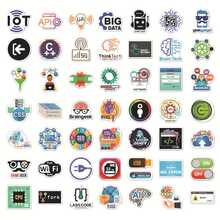 50pcs Cartoon Doodle Programming Stickers For Water Bottle, Laptop, Suitcase, Etc. - Multicolor - View 3