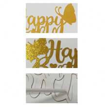 1個大號蝴蝶閃耀金色生日紙蛋糕裝飾,全新設計的嬰兒派對生日蛋糕裝飾