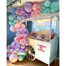 63件雙層橡膠彩虹氣球拱門套裝,包括氣球、氣球鏈、膠點,適用於美人魚派對、冰淇淋派對、生日派對、嬰兒派對、歡迎派對、派對裝飾