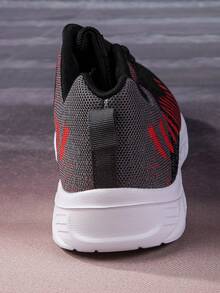 2023大尺碼女鞋，新款透氣輕量針織網面拼色綁帶防滑耐磨運動、休閒、跑步、步行及路徑鞋 - 黑色 - 查看 6