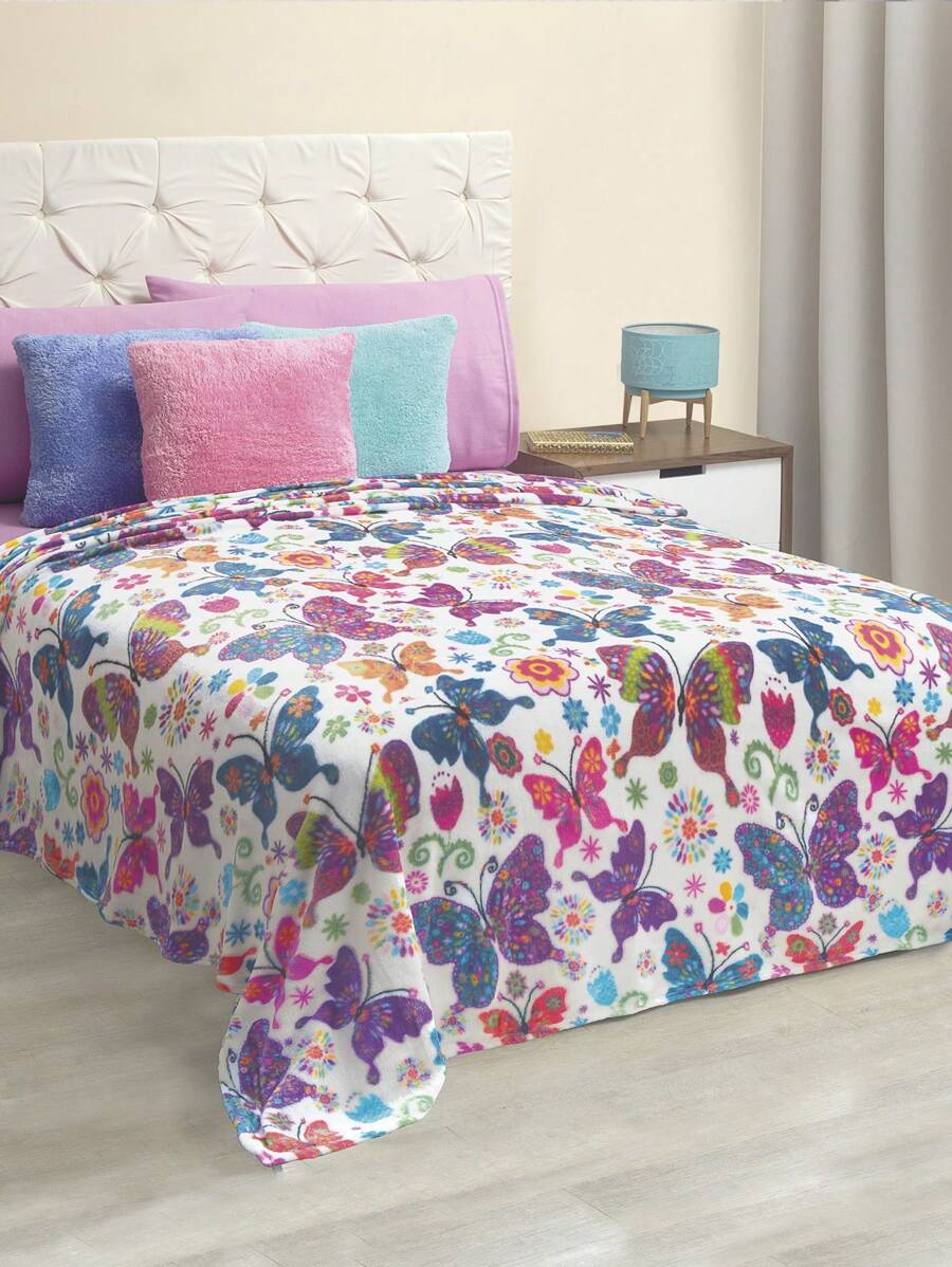 Home Elephant Frazada Matrimonial Blanco Mariposas Suave - Blanco - Ver 1