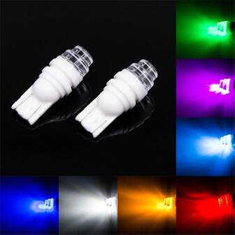 10 Pièces Led En Céramique T10 W5w 168 194 Led De Moto De Voiture Lumière De Plaque D'immatriculation De Miroir De Lecture De Moteur Blanc Rouge Jaune Bleu 12v