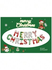14pcs/set Christmas Party Letter Decorative Balloon - Multicolor - View 3