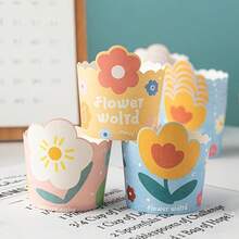 75pcs Cartoon Flower Cupcake Cups - High Temperature Resistant & Perfect for Ovens! - sunflower - View 5