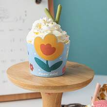 75pcs Cartoon Flower Cupcake Cups - High Temperature Resistant & Perfect for Ovens! - sunflower - View 4