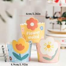75pcs Cartoon Flower Cupcake Cups - High Temperature Resistant & Perfect for Ovens! - sunflower - View 2