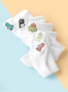 5對兒童刺繡恐龍透氣襪 - 彩色 - 查看 3