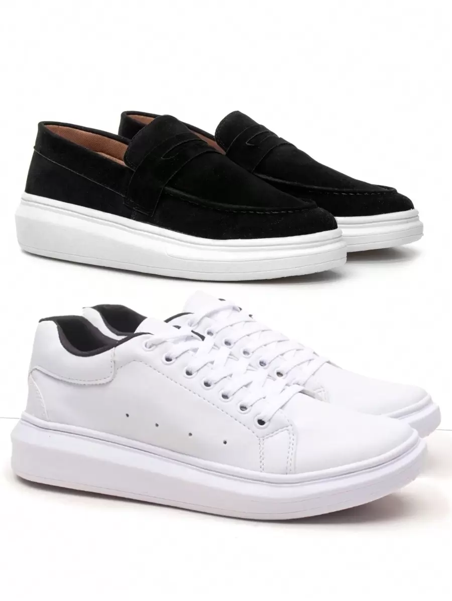 Men Sneakers - 黑與白 - 查看 1